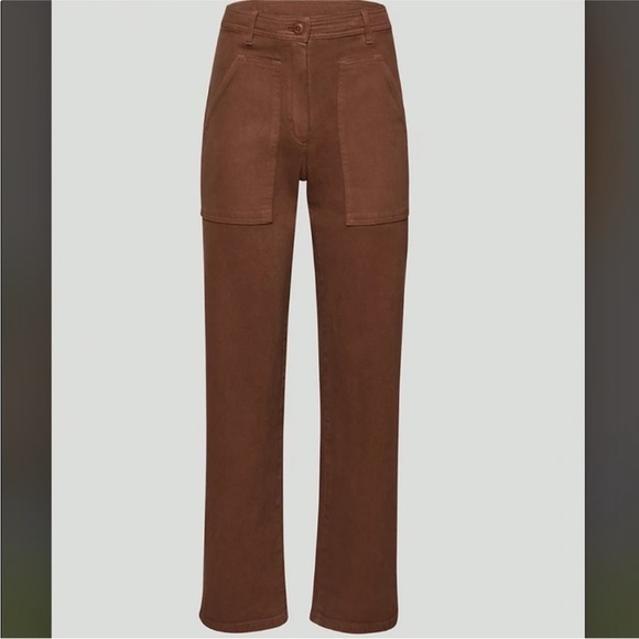 Aritzia Wilfred Free Modern Utility Pant Dark Chocolate Brown High Rise Size 6 - Picture 1 of 6